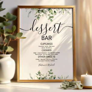 Affiche Panneau de table de dessert de mariage de verdure