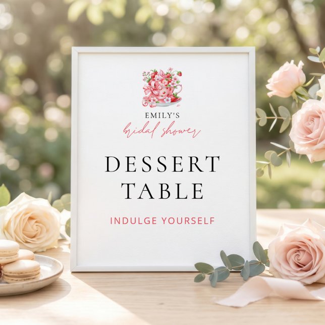 Affiche Panneau de table de dessert de théière en fraise p (Créateur téléchargé)