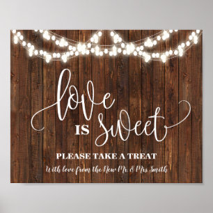 Affiche Panneau de table de dessert sucré d'amour Mariage
