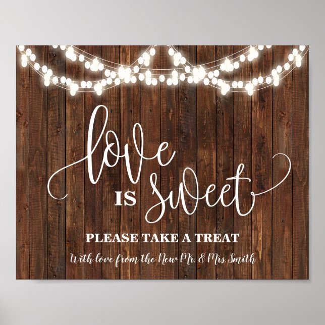 Affiche Panneau de table de dessert sucré d'amour Mariage  (Devant)