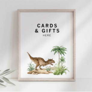 Affiche Panneau de table de dinosaure jurassique aquarelle