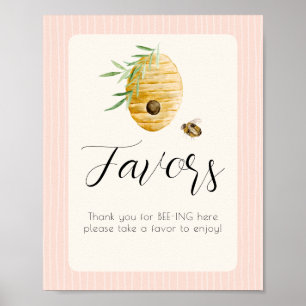 Affiche Panneau de table de faveur rose pour Baby Shower s