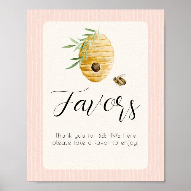 Affiche Panneau de table de faveur rose pour Baby Shower s (Devant)