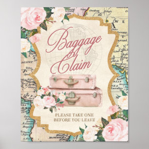 Affiche Panneau de table de faveurs THÈME VOYAGE RÉCLAMATI