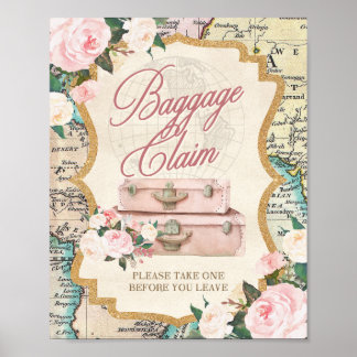 Affiche Panneau de table de faveurs THÈME VOYAGE RÉCLAMATI