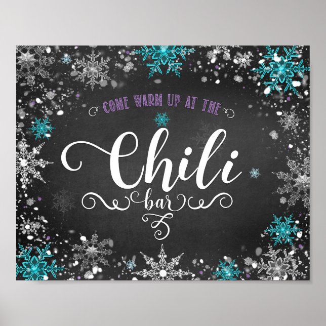 Affiche Panneau de table de fête Bar à chili Flocons de ne (Devant)