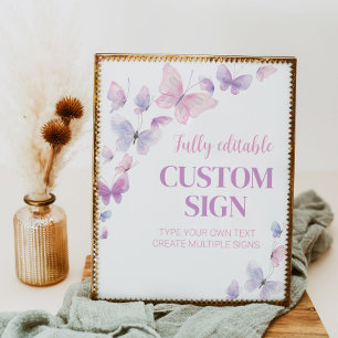 Affiche Panneau de table de fête d'anniversaire papillon