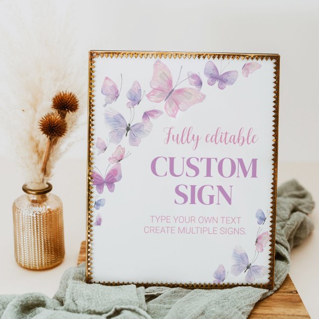 Affiche Panneau de table de fête d'anniversaire papillon (Créateur téléchargé)