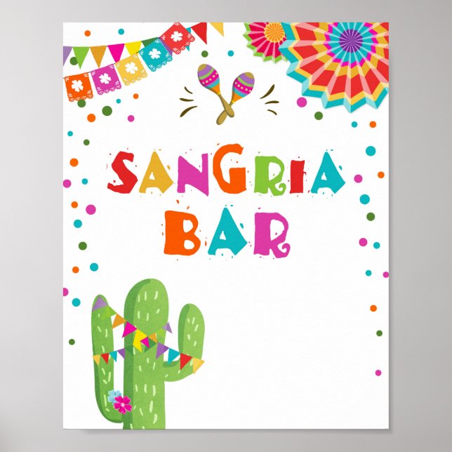Affiche Panneau de table de fête de la Sangria Bar Drinks  (Devant)
