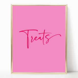 Affiche Panneau de table de friandises rose chaud élégant 