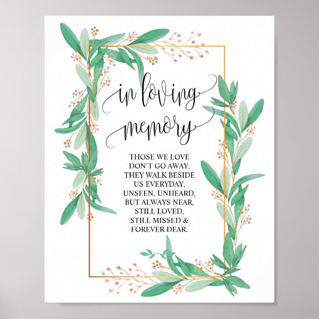Affiche Panneau de table de mariage à la mémoire v1 (Devant)