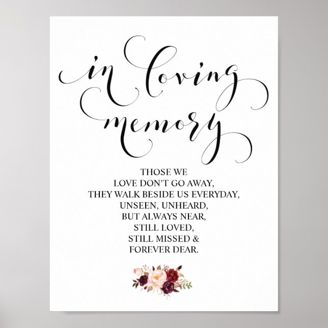 Affiche Panneau de table de mariage à la mémoire v23 (Devant)