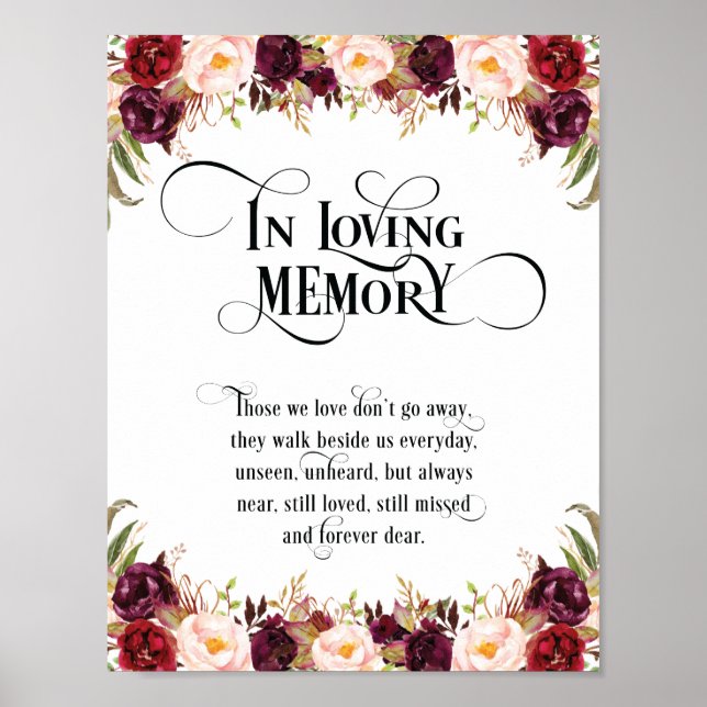 Affiche Panneau de table de mariage à la mémoire v6 (Devant)