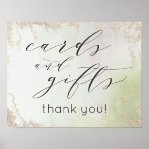 Affiche Panneau de table de mariage Cartes et Cadeaux Vert