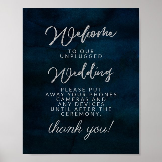Affiche Panneau de table de mariage débranché bleu foncé N (Devant)