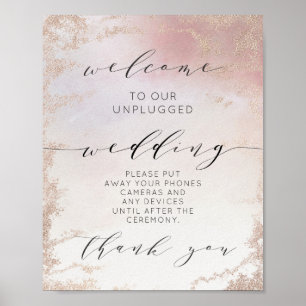 Affiche Panneau de table de mariage débranché rose blush o