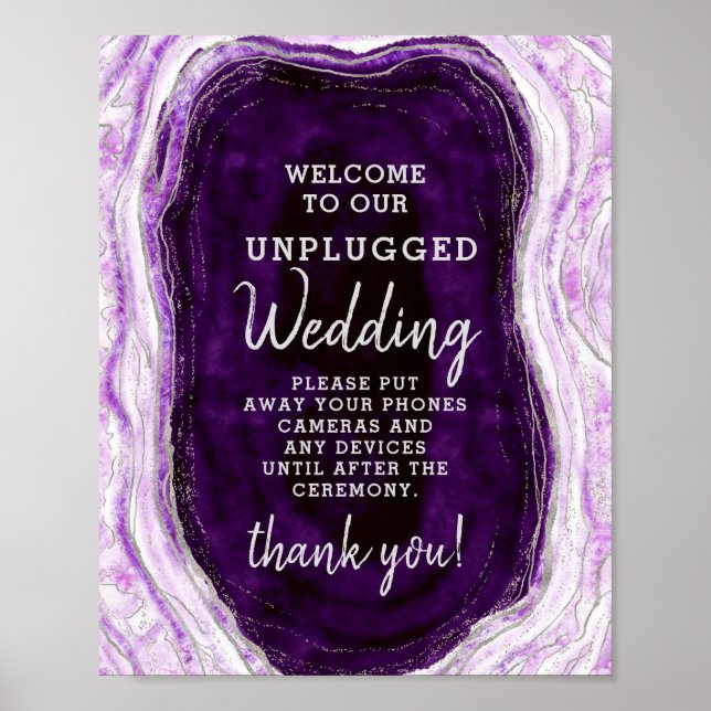 Affiche Panneau de table de mariage déconnecté violet amét (Devant)