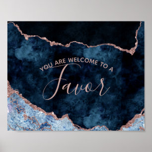Affiche Panneau de table de mariage Navy Blue Rose Gold Ag