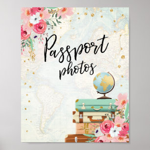 Affiche Panneau de table de photos de passeport Voyage dou