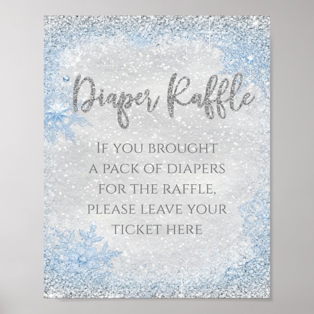 Affiche Panneau de table de tombola pour couches "Winter W (Devant)