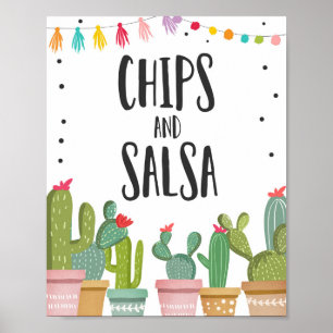Affiche Panneau de table Fête de cactus Nourriture Chips e