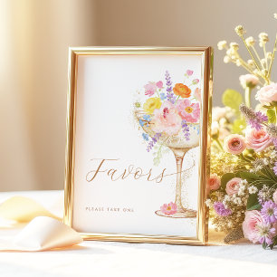 Affiche Panneau de table Fleurs colorées & Prosecco