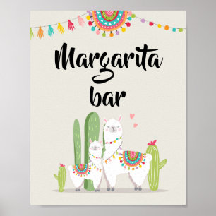 Affiche Panneau de table Margarita Bar Fiesta Llama Baby s