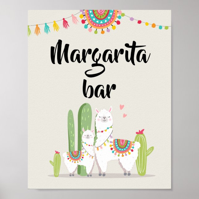 Affiche Panneau de table Margarita Bar Fiesta Llama Baby s (Devant)