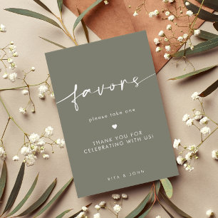Affiche Panneau de table Mariage Chic Sage Vert Faveur