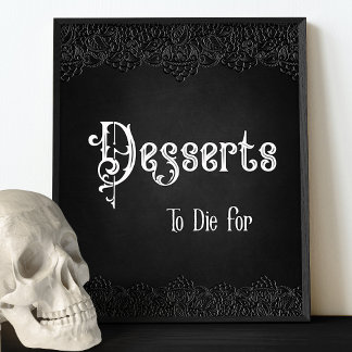 Affiche Panneau de table Mariage gothique en dentelle noir