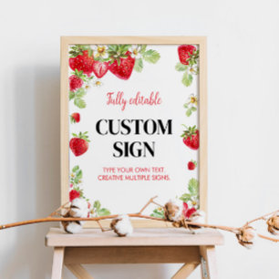 Affiche Panneau de table personnalisée fraise Berry Sweet