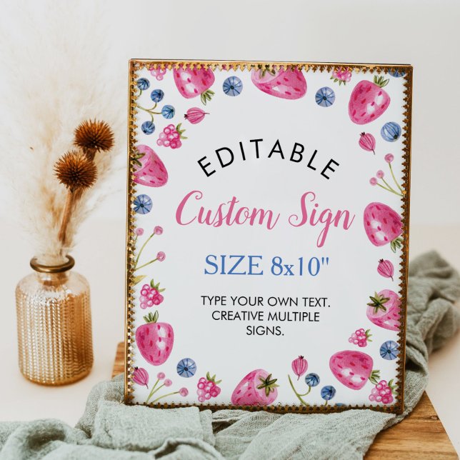 Affiche Panneau de table personnalisée fraise Berry Sweet (Créateur téléchargé)