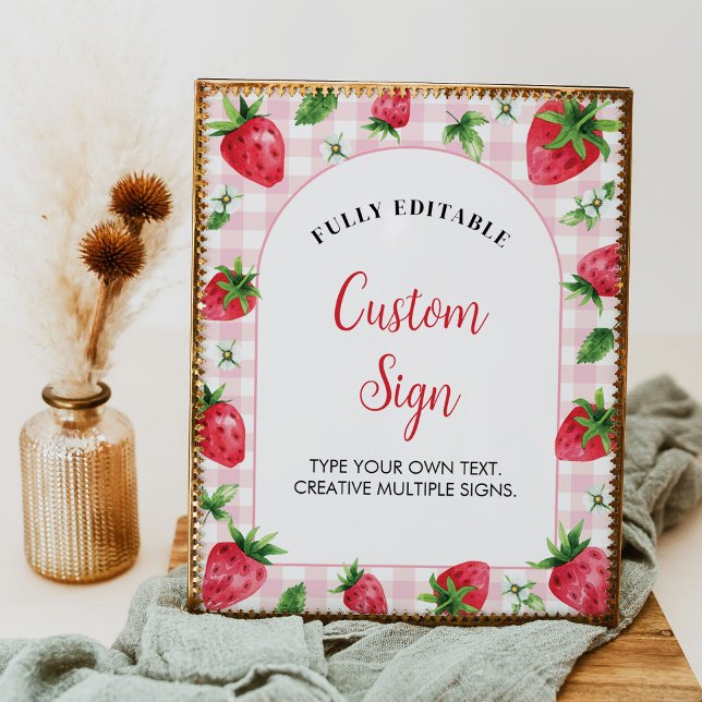 Affiche Panneau de table personnalisée Fraise Birthday Ber (Créateur téléchargé)