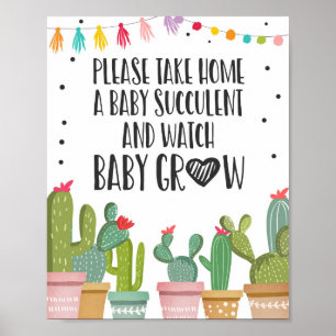 Affiche Panneau de table pour Baby Shower Cactus Fiesta Wa