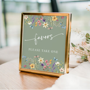 Affiche Panneau de table pour Baby Shower de fleurs sauvag