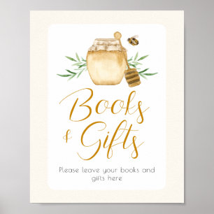 Affiche Panneau de table pour Baby Shower Honey Bee Books
