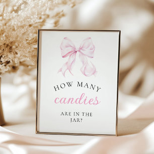 Affiche Panneau de table pour Baby Shower Rose Combien de 