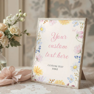 Affiche Panneau de table pour Baby Shower Wildflower
