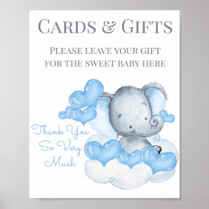 Affiche Panneau de table pour cadeau de baby shower élépha