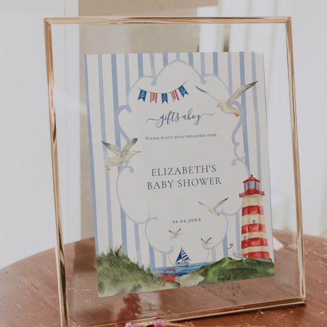 Affiche Panneau de table pour cadeaux de baby shower nauti (Créateur téléchargé)
