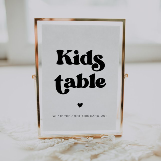 Affiche Panneau de table pour enfants stylé rétro mariage (Créateur téléchargé)
