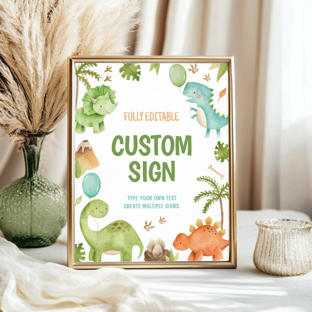 Affiche Panneau de table pour fête d'anniversaire de dinos (Créateur téléchargé)