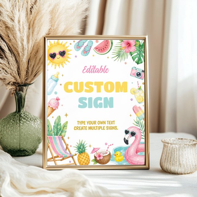 Affiche Panneau de table pour fête de baby shower fille ét (Créateur téléchargé)