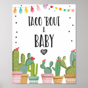 Affiche Panneau de table Taco Bout A Baby Cactus Fiesta