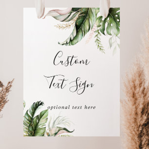 Affiche Panneau de texte personnalisé à feuillage tropical