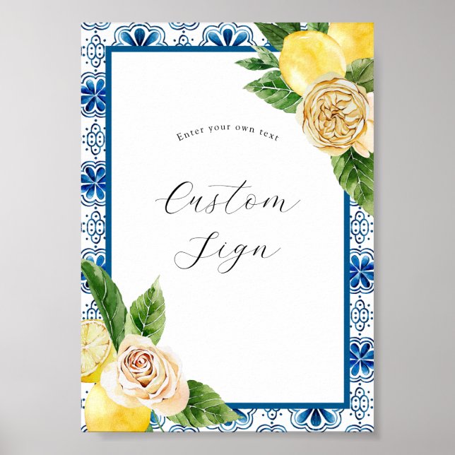 Affiche Panneau de texte personnalisé au citron (Devant)