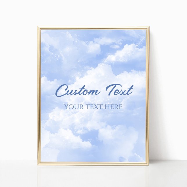 Affiche Panneau de texte personnalisé Blue Sparkly Clouds  (Créateur téléchargé)