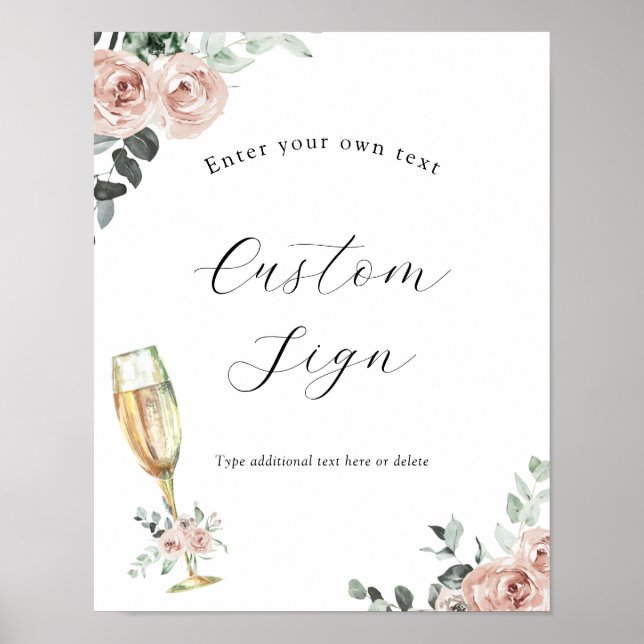 Affiche Panneau de texte personnalisé Fleurs de Brunch et  (Devant)