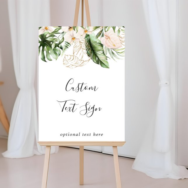 Affiche Panneau de texte personnalisé floral à feuillage t (Créateur téléchargé)