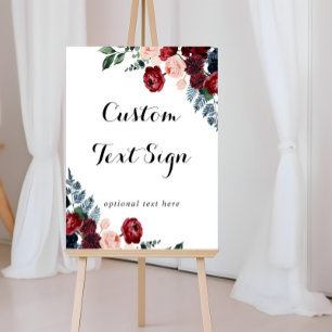 Affiche Panneau de texte personnalisé Floral de la marine 